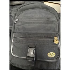 Lewis N Clark Black Ballistic Nylon Sling Backpack Crossbody Travel Bag Brass‎